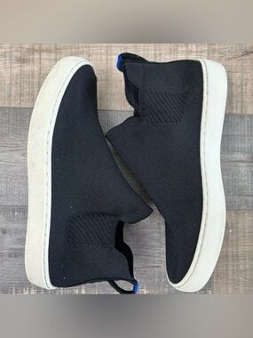 Rothy's Black Ankle Booties with White Soles